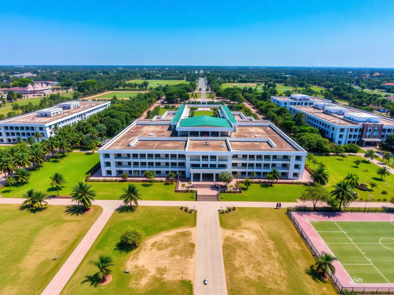 Aerial view of the Vignan University residential campus