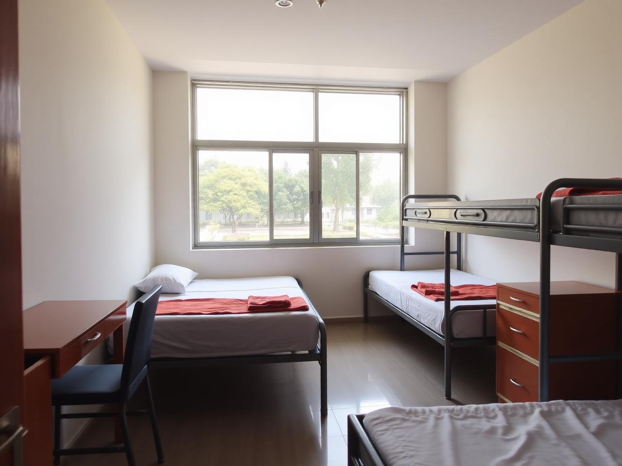 On-campus student hostel room